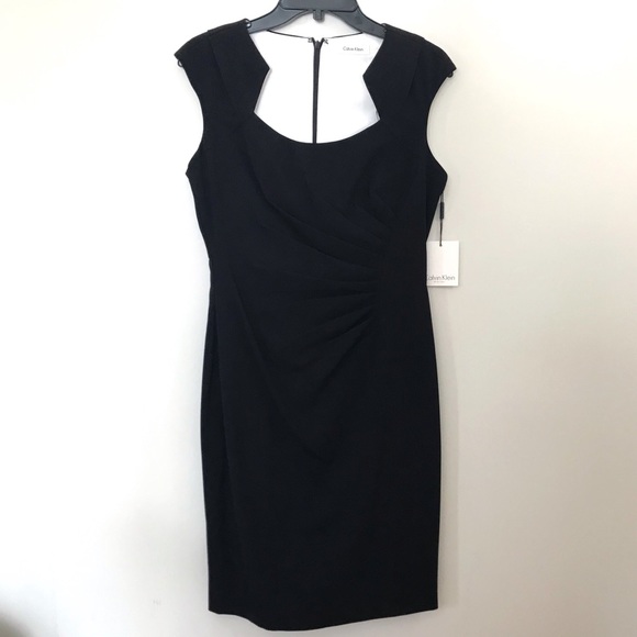 Calvin Klein Black Cap Sleeve Side Ruched Dress - Picture 5 of 8